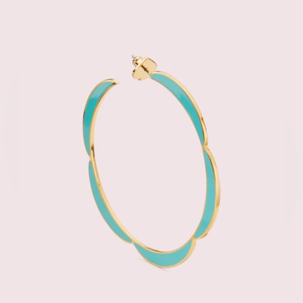 ‼️RARE‼️🎸Kate Spade🎸🔥NWT🔥Sliced Scallop Enamel Large Hoop Earrings